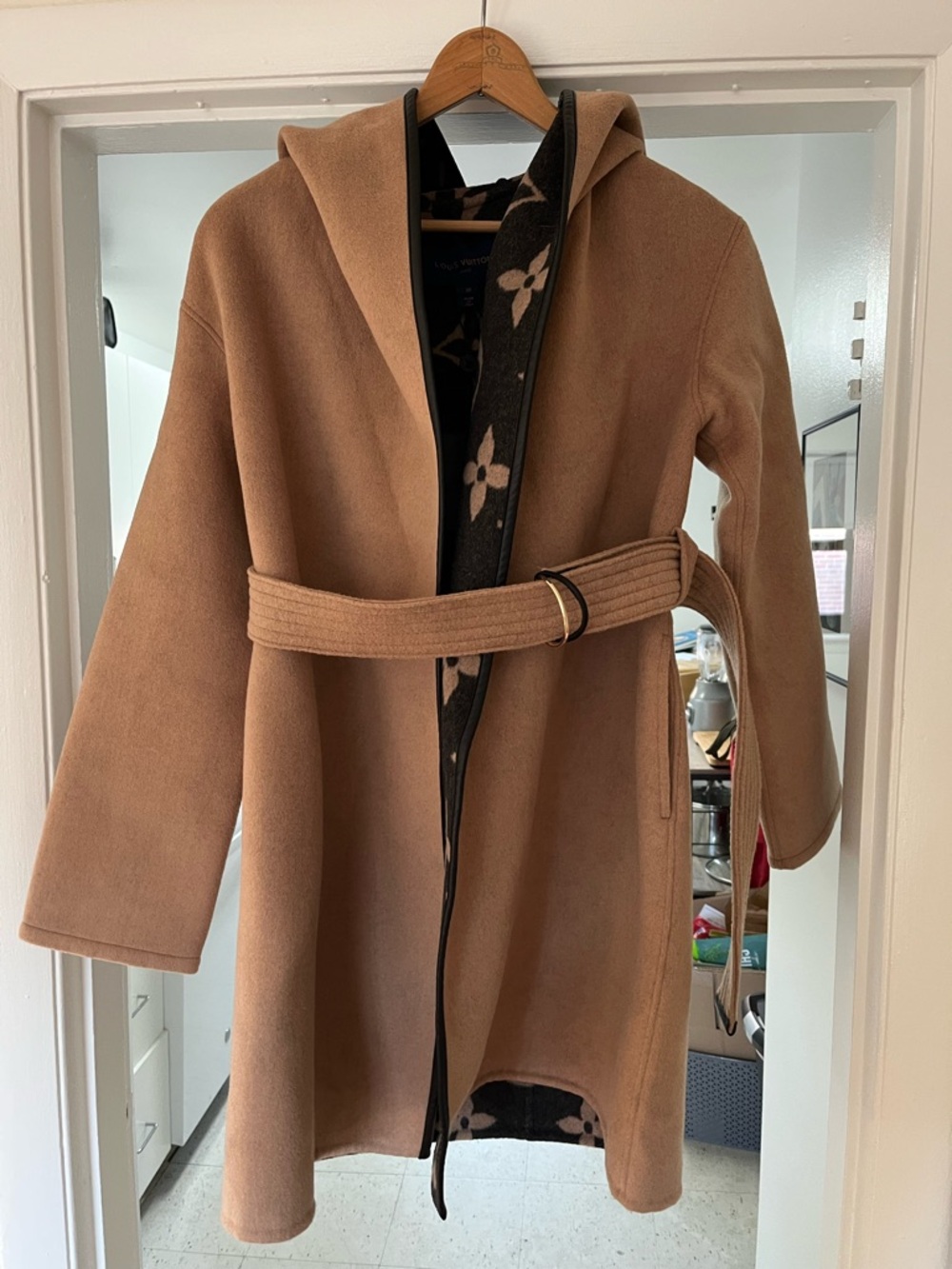Louis Vuitton Ladies’ Belted Double Face Hooded Wrap Coat